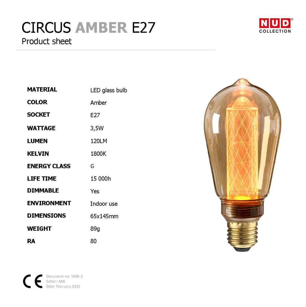 AMPOLLETA CIRCUS AMBAR LED 3,5W NUD